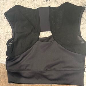 Sleek Black Mesh-Back Sports Bralette